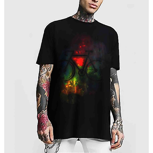 

Men's T shirt 3D Print Graphic Machine Short Sleeve Daily Tops Basic Black