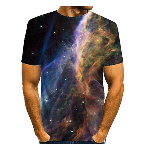 

Men's T shirt Graphic Short Sleeve Daily Tops Basic Elegant Rainbow
