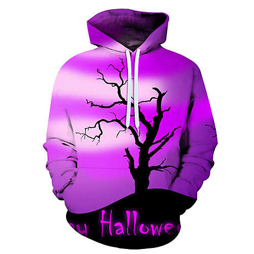

Men's Hoodie Graphic Hooded Halloween Holiday Weekend Casual Halloween Hoodies Sweatshirts Purple