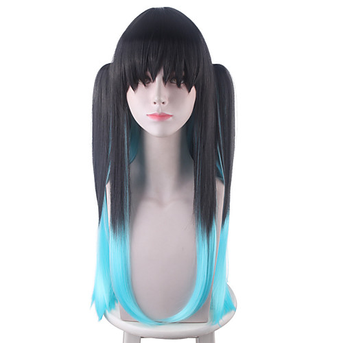 

Cosplay Costume Wig Cosplay Wig Tokitou Muichirou Demon Slayer Natural Straight With Bangs Wig Long Black / Blue Synthetic Hair 30 inch Women's Anime Cute Cosplay Black Blue