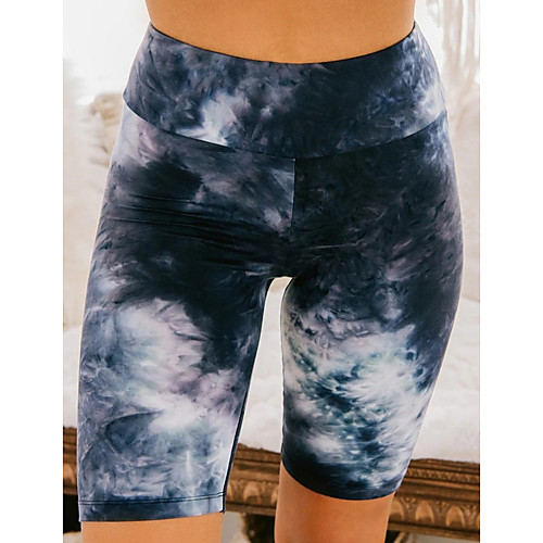

Women's Slim Shorts Pants Tie Dye Navy Blue