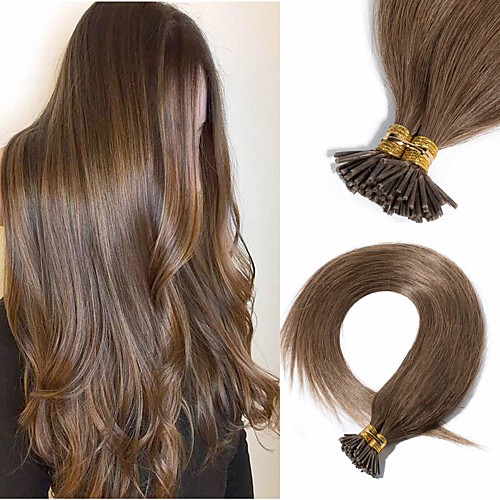 

Fusion / I Tip Hair Extensions Virgin Human Hair Remy Human Hair Human Hair Stick Tip Hair Extensions 50 pcs 50 g Pack Straight Black / Blonde 16-24 inch Hair Extensions