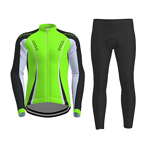 

21Grams Men's Long Sleeve Cycling Jersey with Tights Winter Black / Yellow Red Fuchsia Novelty Bike Breathable Quick Dry Sports Novelty Mountain Bike MTB Road Bike Cycling Clothing Apparel