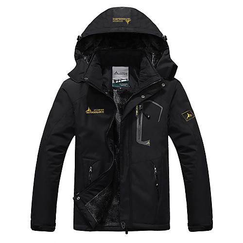 

Men's Hiking Jacket Ski Jacket Hiking Windbreaker Winter Outdoor Solid Color Thermal Warm Waterproof Windproof Breathable Jacket Hoodie Top Camping / Hiking Hunting Ski / Snowboard Black Red Army