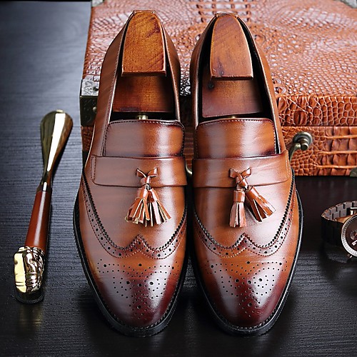 

Men's Loafers & Slip-Ons Casual Daily PU Wear Proof Wine Black Yellow Fall / Tassel / Tassel