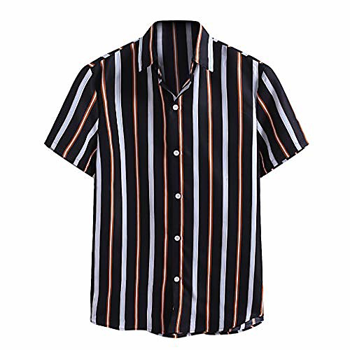 

striped shirts for men,summer short sleeve loose shirt modern vintage classics vertical stripe color block with pocket