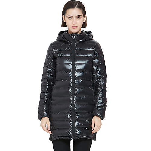 

Women's Long Hooded Down Jacket Lightweight Packable Jacket Down Parka Water-Resistant Packable Jacket Mid Length Winter Outdoor Sports Clothing Ski Running Camping
