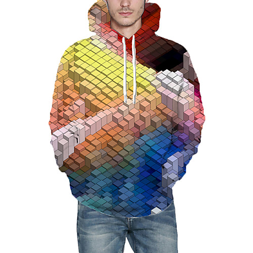 

Men's Daily Hoodie Geometric Graphic Hooded Casual Hoodies Sweatshirts Rainbow