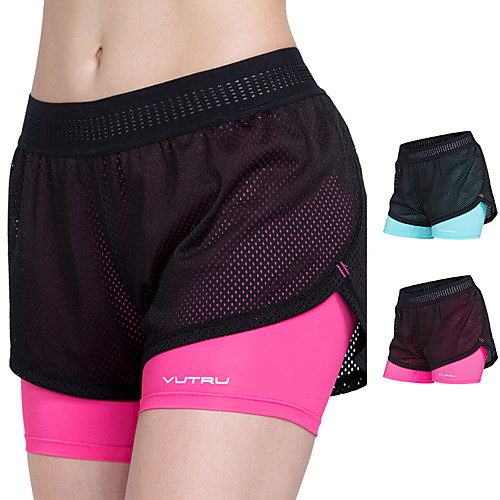 

Women's Running Shorts Sports & Outdoor Shorts Bottoms 2 in 1 Liner Mesh Spandex Fitness Gym Workout Trail Training Breathable Quick Dry Sport Fuchsia Sky Blue / High Elasticity / Athletic