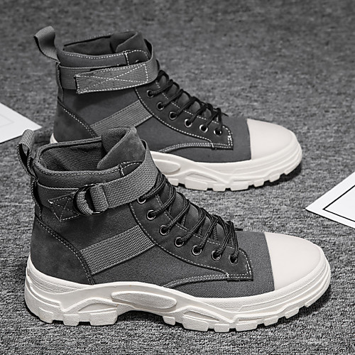 

Men's Boots Work Boots Casual Vintage Daily Party & Evening Walking Shoes Canvas Non-slipping Shock Absorbing Mid-Calf Boots Black Beige Gray Fall Summer