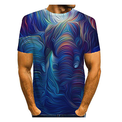 

Men's T shirt Graphic Short Sleeve Daily Tops Basic Elegant Blue