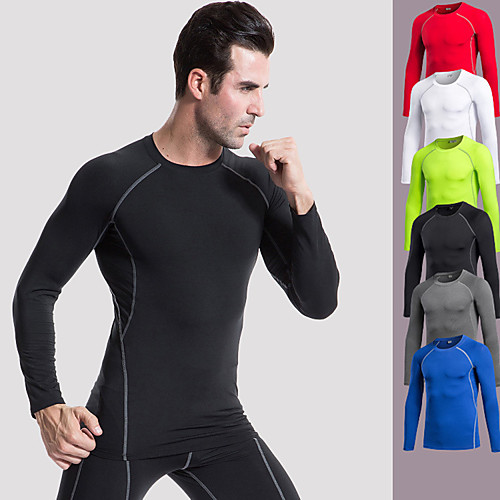 

YUERLIAN Men's Long Sleeve Compression Shirt Running Shirt Tee Tshirt Top Athletic Athleisure Summer Spandex Moisture Wicking Quick Dry Breathable Fitness Gym Workout Performance Running Training