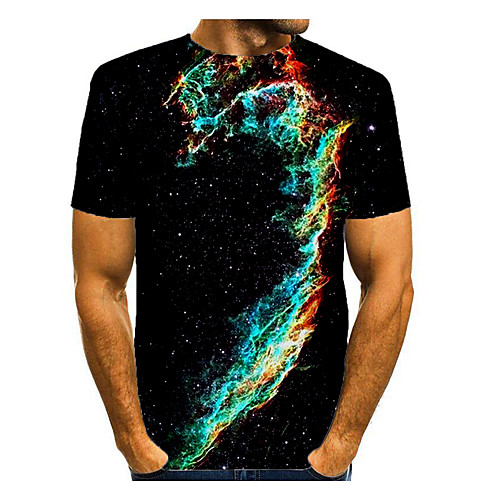 

Men's T shirt 3D Print Graphic Short Sleeve Daily Tops Basic Elegant Black