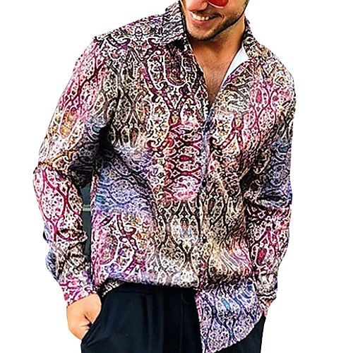 

Men's Shirt Other Prints Graphic Long Sleeve Daily Tops Basic Blushing Pink