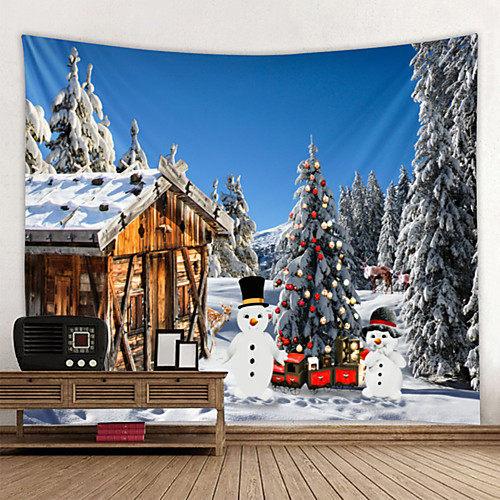 

Christmas Weihnachten Santa Claus Wall Tapestry Art Decor Blanket Curtain Picnic Tablecloth Hanging Home Bedroom Living Room Dorm Decoration Window Snow Snowman Christmas Tree Gift House Polyester