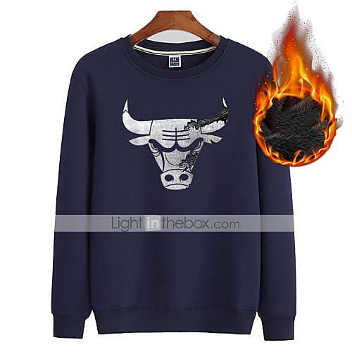 

Men's Sweatshirt Pullover Black White Blue Cartoon Crew Neck Fleece Animal Patterned Cool Sport Athleisure Sweatshirt Top Long Sleeve Warm Soft Comfortable Everyday Use Causal Exercising General Use