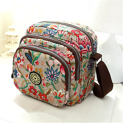 

Women's Bags Oxford Cloth Zipper Floral Print Daily MessengerBag Black Red Pink Fuchsia