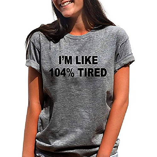 

women& #39;s summer graphic t-shirt i& #39;m like 104% tired short sleeve funny t shirts for teen girls casual tops tee & #40;l, grey& #41;