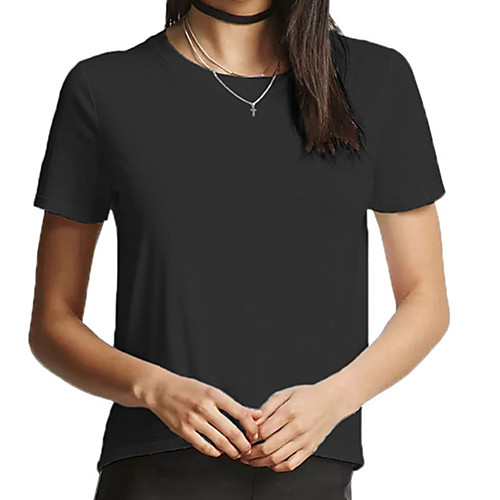 

Women's Tee / T-shirt Minimalist Crew Neck Cotton Solid Color Sport Athleisure T Shirt Short Sleeves Breathable Soft Comfortable Everyday Use Exercising General Use