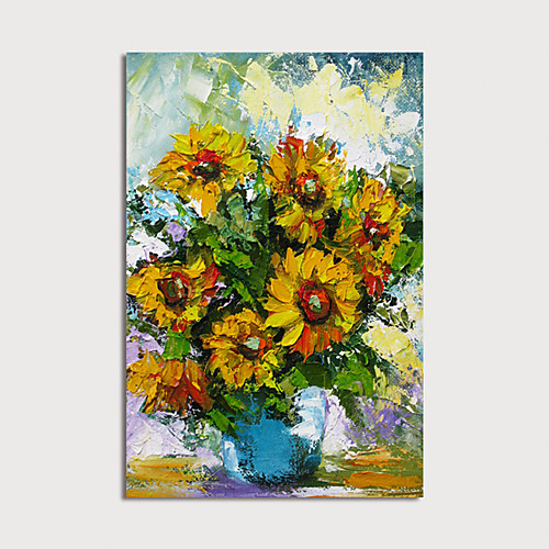

Oil Painting Hand Painted Vertical Abstract Floral / Botanical Modern Stretched Canvas
