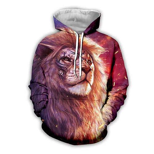 

Men's Pullover Hoodie Sweatshirt Graphic Lion Hooded Daily Weekend Basic Casual Hoodies Sweatshirts Rainbow