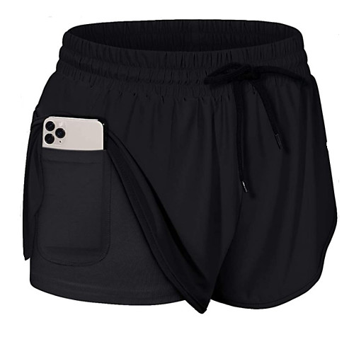 

Women's Yoga Shorts 2 in 1 Pocket Shorts Bottoms Breathable Quick Dry Moisture Wicking Black Burgundy Grey Yoga Fitness Gym Workout Sports Activewear Stretchy