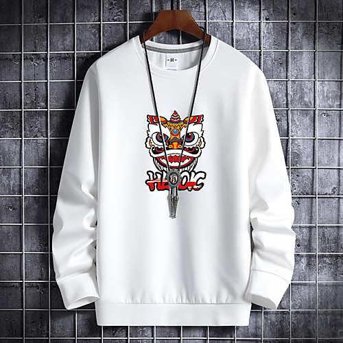 

Men's Pullover Sweatshirt Graphic Round Neck Daily Going out Casual Streetwear Hoodies Sweatshirts White Black Blue