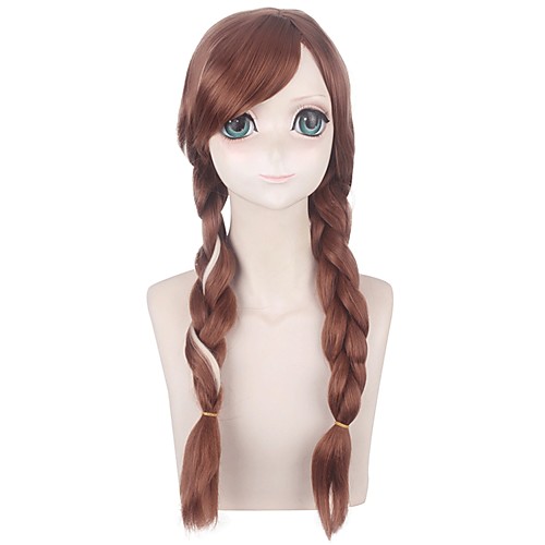 

Cosplay Costume Wig Cosplay Wig Anna Frozen II Plaited Braid With 2 Ponytails Wig Long Brown Synthetic Hair 24 inch Women's Cosplay Creative Party Brown