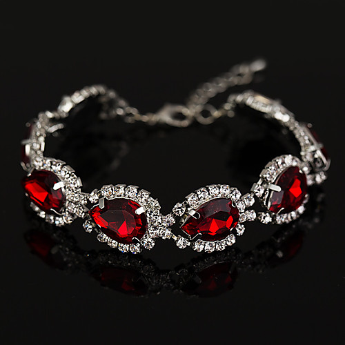 

Women's Men's Red Ruby Bracelet Classic Mini Luxury Fashion Platinum Plated Bracelet Jewelry Silver For Party Wedding