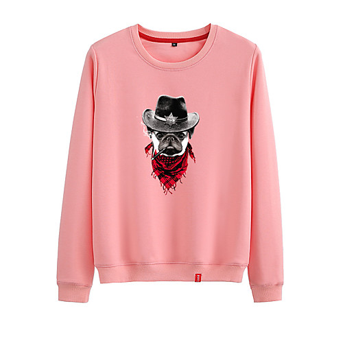 

Women's Sweatshirt Pullover Black White Pink Cartoon Crew Neck Dog Animal Patterned Cute Sport Athleisure Sweatshirt Top Long Sleeve Warm Soft Comfortable Everyday Use Causal Exercising General Use