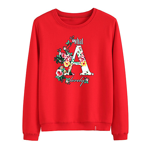 

Women's Sweatshirt Pullover Black White Pink Artistic Style Crew Neck Cute Flower Letter Printed Sport Athleisure Sweatshirt Top Long Sleeve Warm Soft Comfortable Everyday Use Causal Exercising
