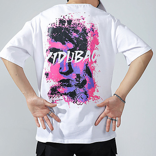 

Men's Tee / T-shirt Black White Streetwear Crew Neck Tie Dye Cool Sport Athleisure T Shirt Top Short Sleeves Breathable Soft Comfortable Everyday Use Exercising General Use