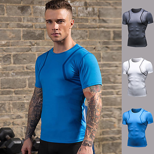 

YUERLIAN Men's Short Sleeve Compression Shirt Running Shirt Tee Tshirt Top Athletic Athleisure Summer Spandex Quick Dry Breathable Soft Fitness Gym Workout Performance Running Training Sportswear