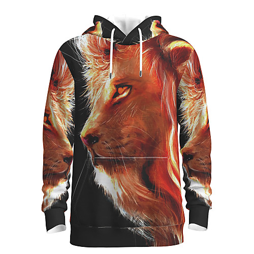 

Men's Pullover Hoodie Sweatshirt Animal Patterned Graphic Daily 3D Print Basic Hoodies Sweatshirts Orange