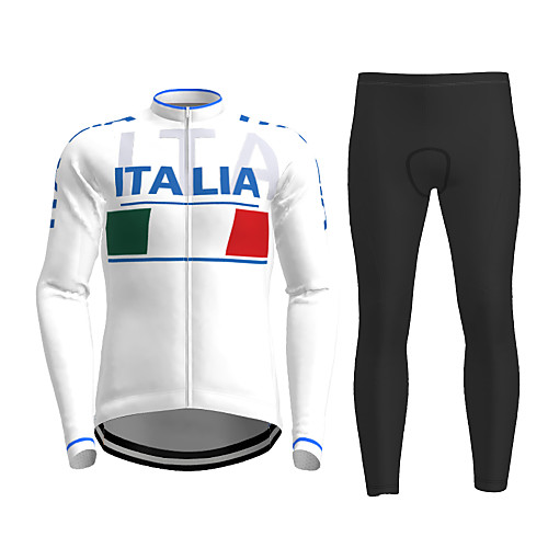 

21Grams Men's Long Sleeve Cycling Jersey with Tights Winter White Novelty Bike Breathable Quick Dry Sports Novelty Mountain Bike MTB Road Bike Cycling Clothing Apparel / Micro-elastic / Athleisure