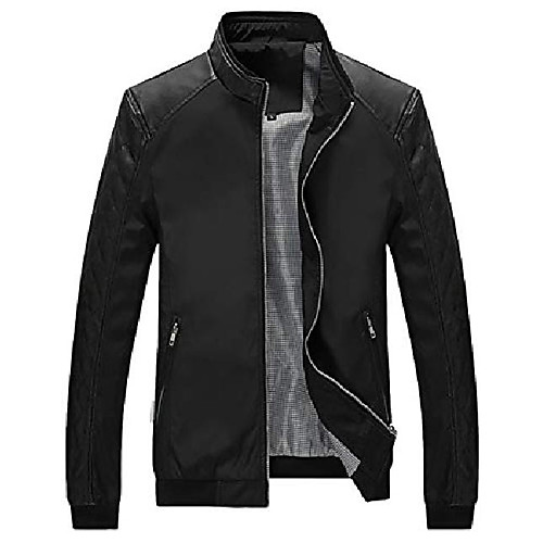 

men's casual slim lightweight softshell zipper windbreakers bomber jacket (small, z-04-black)