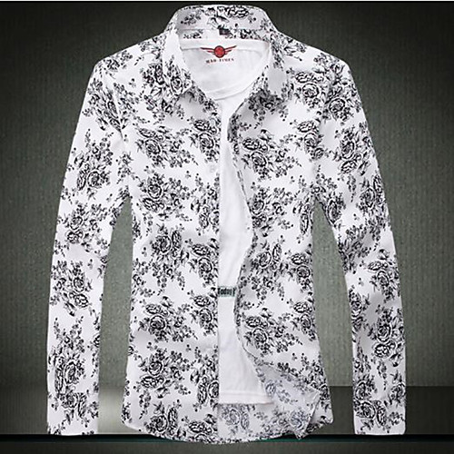 

Men's Shirt Graphic Long Sleeve Daily Tops White Black