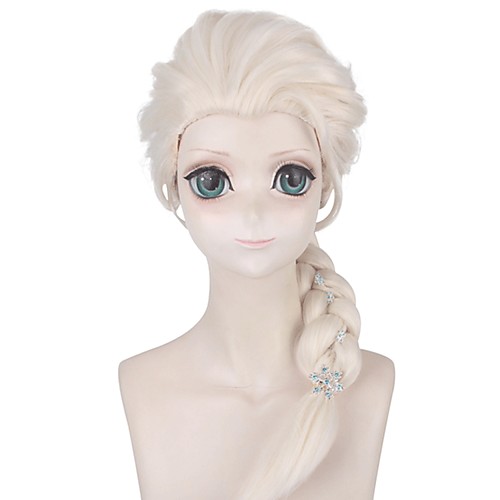 

Cosplay Costume Wig Cosplay Wig Elsa Frozen II Plaited With Ponytail Wig Blonde Long Light golden Synthetic Hair 30 inch Women's Anime Cosplay Party Blonde