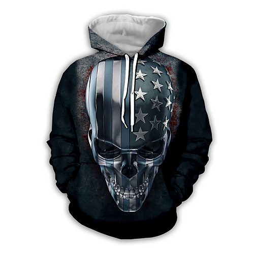 

Men's Pullover Hoodie Sweatshirt Graphic Skull Hooded Halloween Daily Weekend Casual Halloween Hoodies Sweatshirts Black