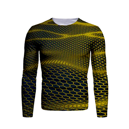 

Men's T shirt Graphic Print Long Sleeve Daily Tops Basic Yellow