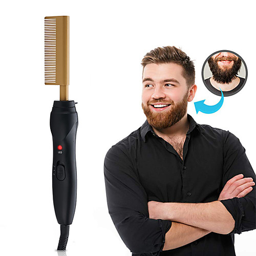 

Hot Comb Hair Straightener - Electric Straightening Comb for African American Hair and Wigs - Technology Hair Straightener for Wet and Dry Hair - Quick Heated Comb for Men Long Beard