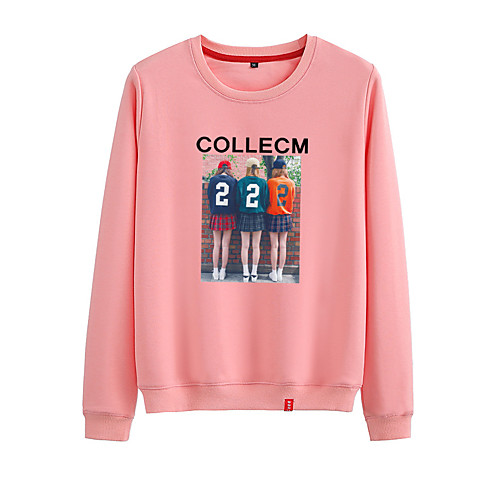 

Women's Sweatshirt Pullover Black White Pink Photo Crew Neck Person Cute Letter Printed Sport Athleisure Sweatshirt Top Long Sleeve Warm Soft Comfortable Everyday Use Causal Exercising General Use