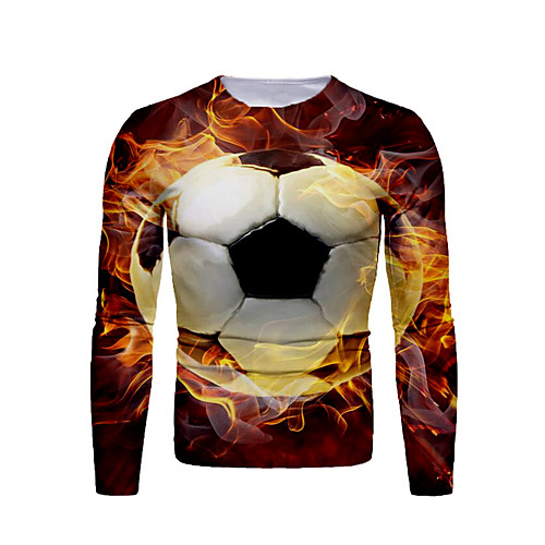 

Men's T shirt Graphic Print Long Sleeve Daily Tops Basic Brown