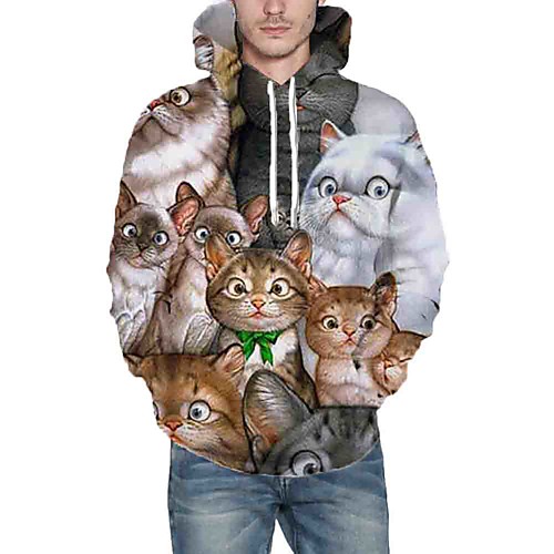 

Men's Hoodie Graphic Animal Daily Going out 3D Print Casual Hoodies Sweatshirts Brown
