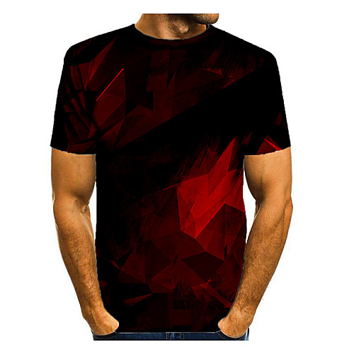 

Men's T shirt Graphic Short Sleeve Daily Tops Basic Elegant Red