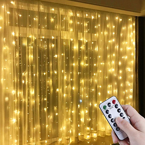 

LED Window Curtain String Lights 3x3m 300LED 8 Lighting Modes Christmas Fairy Lights Home Décor Lights for Christmas Bedroom Party Garden Wedding