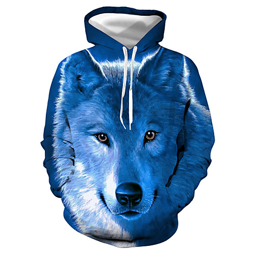 

Men's Pullover Hoodie Sweatshirt Graphic Animal Front Pocket Hooded Daily Casual Hoodies Sweatshirts Blue / Club