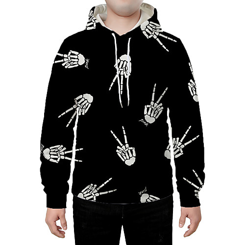 

Men's Hoodie Graphic Skull Halloween Daily Going out 3D Print Basic Streetwear Hoodies Sweatshirts Black
