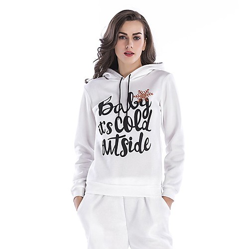 

Women's Hoodie Pullover Artistic Style Hoodie Fleece Cute Letter Printed Sport Athleisure Hoodie Top Long Sleeve Warm Soft Comfortable Everyday Use Causal Exercising General Use / Winter