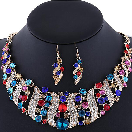 

Women's Jewelry Set Bridal Jewelry Sets Cut Out Precious Fashion Gold Plated Earrings Jewelry White / Black / Blue For Christmas Wedding Party Evening Gift Formal 1 set